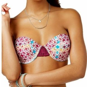 Hula Honey Underwire Push Up Bandeau Bikini Top Large